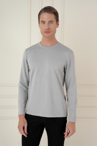 Efor Comfort Fit Bisiklet Yaka Uzun Kol Casual Gri Tişört Ts 892 Gri