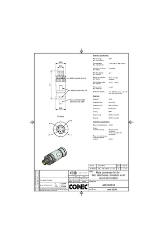 M12 4 Pin Erkek D-Code Düz Profinet Konnektörü Conec 43-00161