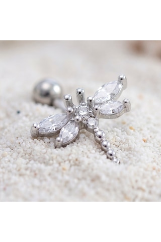 Ferizz 316l Çelik Yusufçuk Model Zirkon Taşlı Piercing Prc-223 Beyaz