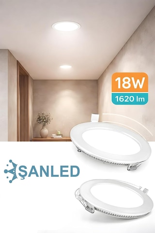 18w Tasarruflu Led Yuvarlak Beyaz/gün Işık Sıva Altı Slim Panel Tavan Aydınlatma Armatürü Beyaz-30 Adet Çok Renkli