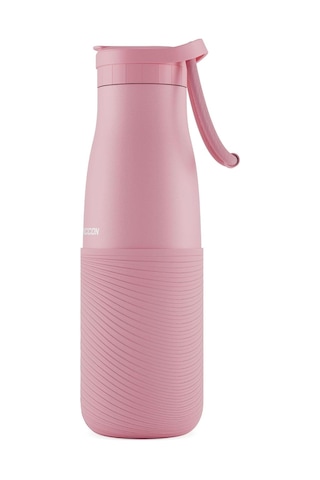 Pembe 500 Ml Paslanmaz Çelik Termos - Silikon Kaplı Dalga Okul, Günlük, Kamp, Spor - Pipetli Matara - 50020 Çok Renkli