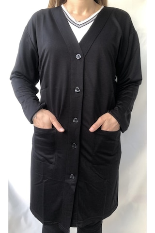 M.k.m Büyük Beden Uzun Düğmeli Hırka Lacivert