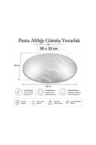 Pasta Altlığı Gümüş Yuvarlak 30x32 Cm