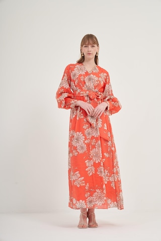 Ftz Kadın Tansel Desenli Elbise Kırmızı 31057 Kırmızı