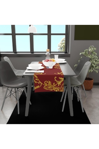 Red Lemon Runner 140x45cm Ince Keten, Uluslararası Yıkama Ve Solmama Sertifikası Çok Renkli