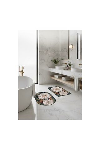 2 Li Sihirli Paspas,su Emici, Kaymaz Tabanlı, Banyo,duş,mutfak,lavabo,balkon Kapısı 57,5x38 Cmx 2 Çiçekli2