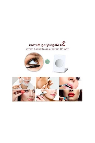 Flybuy Taşınabilir Makyaj Makyaj Led Katlanabilir Işık Büyüteçli Aynası Aynası Ayna 3x Kl Beyaz