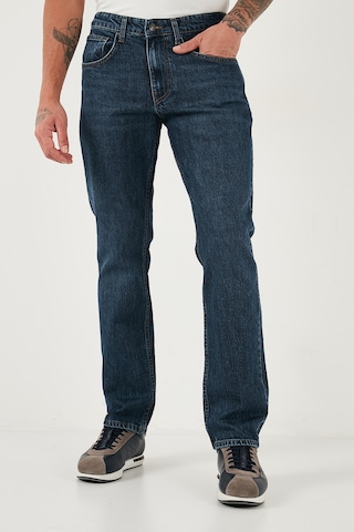 Buratti Streç Pamuklu Comfort Fit Yüksek Bel Boru Paça Jeans Erkek Kot Pantolon 4400C04Texas Mavi