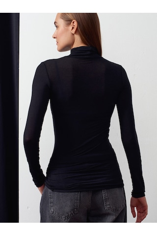 Dilvin 32277 Balıkçı Yaka Kaşmir Bluz-siyah Siyah