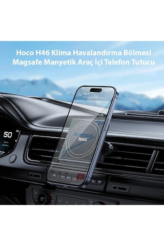 Hoco H46 Klima Havalandırma Bölmesi Magsafe Manyetik Araç İçi Telefon Tutucu- 5775 Siyah