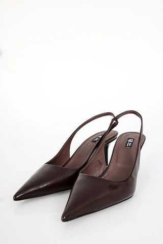 Kahverengi Sivri Burun Slingback 25149 Kahverengi