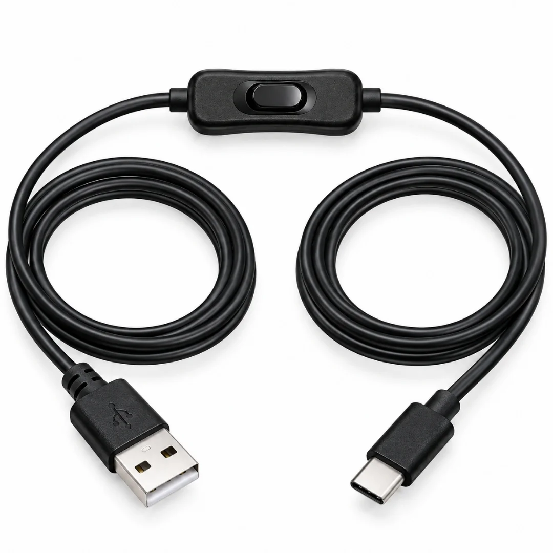 Usb Type C Açma Kapama Anahtarlı Güç Data Kablosu 2 Metre On/off Tuşlu Düğmeli