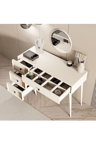 2252 Rose Ahşap Ayaklı Mdf Çerçeveli Makyaj Masası Beyaz-yunus