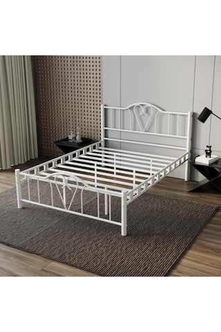 Reyo Orkide Tek Kişilik Ferforje Beyaz Metal Karyola 120x200