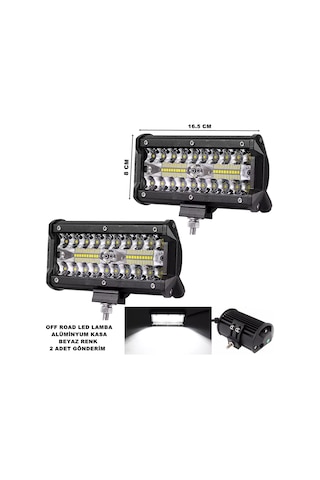 Off Road Power Led Lamba BEYAZ Sabit Led 8x16,5 cm 2 Adet - Point