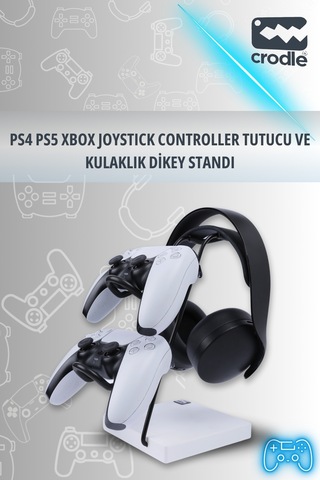 Beyaz Ahşap Ve Siyah Metal Gaming Ps4 Ps5 Xbox Joystick Kontrolle