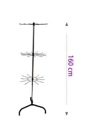 3 Katlı, 12 Siyah Kancalı Bijuteri Standı, Aksesuar Standı Siyah
