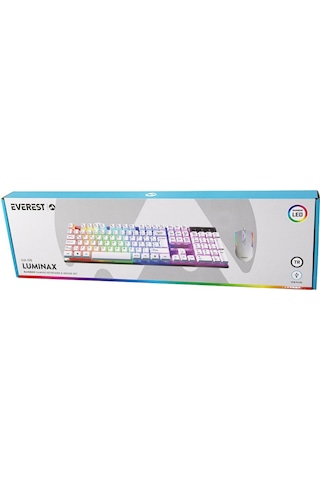 Beyaz Gökkuşağı Işıklı Usb Kablolu Oyuncu Klavye - Mouse Set 5570