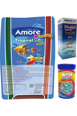 Amore Tropical Mix 460 G + Micron Yavru Büyütme Yemi 100 ML + Vitamin
