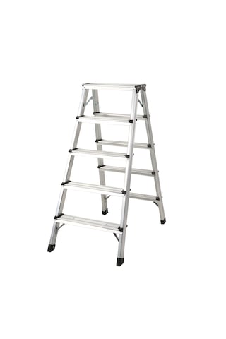 Asil 5+5 Basamaklı Çift Taraflı Çift Çıkışlı Alüminyum Katlanır Merdiven 150 Kg Kapasiteli Kaymaz Taban 1 Adet