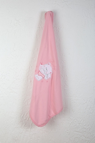 %100 Pamuklu Yenidoğan Çift Katlı Penye Bebek Battaniyesi Sb 513 Pembe Pembe