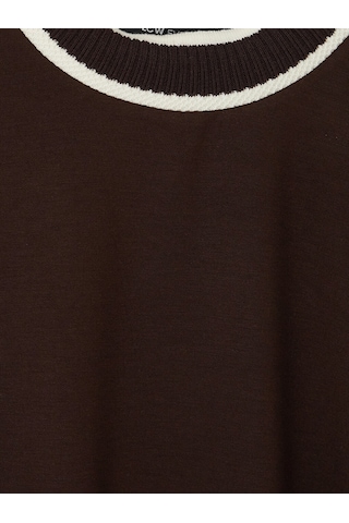 Lcw Everyday Kahverengi Şerit Detaylı Soft Touch Kadın Sweatshirt Tunik