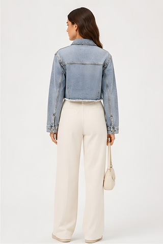 Lili Woman Kadın Crop Denim Kot Ceket Yıkamalı Ty.jct01m Mavi