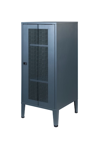 Lande Ziglat Serisi Kilitli Metal Home Office Dolabı %70 Perfore Kapaklı Antrasit Gri Ral 7016 450x940x450 Mm Gri-beyaz