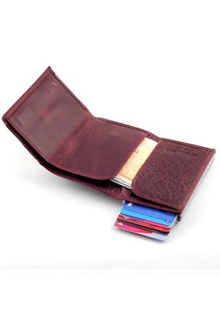Ancora Leather Crazy Hakiki Deri Erkek Cüzdanı Mekanizmalı Bordo
