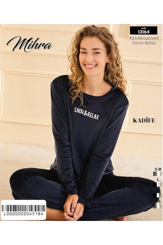 Mihra Kadın Kışlık Bisiklet Yaka Kadife Pijama Takımı 13164l - 1 Adet Lacivert