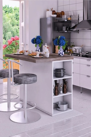 Noma Mdf Mutfak Adası Mutfak Dolabı Ada Mutfak Yemek Masası Gri