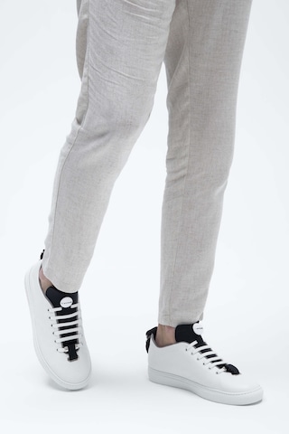 Franceschetti Erkek Hakiki Deri Beyaz/beyaz Sneakers & Spor Ayakkabı 981 2259020 Erk Ayk Y23 Whıte/whıte/navy Beyaz - Lacivert