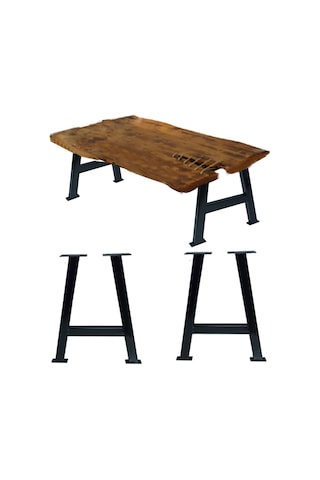 CVTdesign Metal Sehpa Ayakları Ahşap Masif Kütük Orta Sehpa Ayağı Ayak Seti