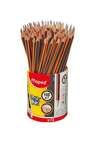 Maped Black'peps 2 Grafit Kalem Okul Paketi, Üçgen Şekli, 72'li Çok Renkli