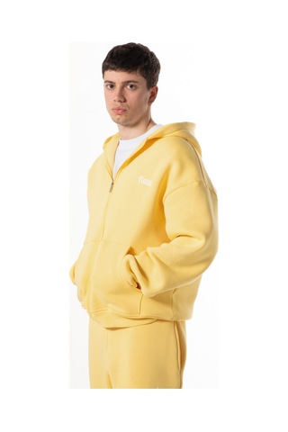 Flaw Nakışlı Zip Hoodie-28831 Sarı