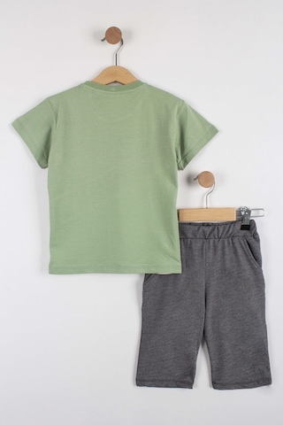 Erkek Çocuk Atletik Baskılı Şortlu Takım-6290-Yeşil