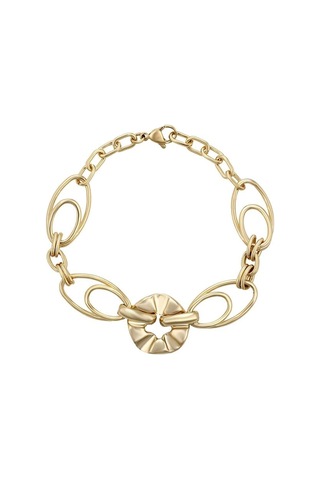 Modern Oval Halka Detaylı 14 Ayar Altın Kaplama Kadın Bileklik Gold