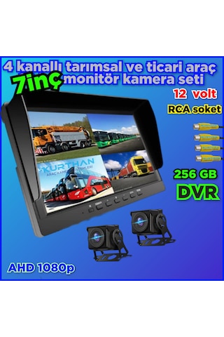 7'' Dvr Ekran 2 Ad 180 Derece Balık Gözü Lens Ahd Kamera Set12 V