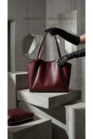 Zennamoda Bordo Yumuşak Deri Omuz Çantası 31x24 Cm Ekstra Makyaj Çantalı Günlük Kadın Çanta Çok Renkli