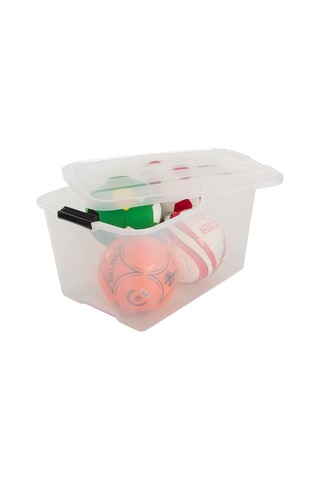 Kapaklı Plastik Saklama Kutuları, 45l, 2'li Set, Şeffaf Çok Renkli