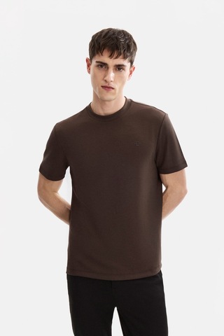 Backandbond Kahve Regular Fit Basic Bisiklet Yaka Tişört
