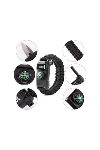 Paracord Dijital Saat Düdük Hayatta Kalma Kamp Bilekliği