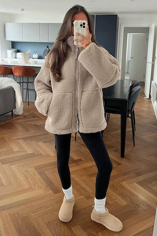 Madmext Kahverengi Dik Yakalı Cepli Peluş Mont Mg1966-kahverengi Kahverengi