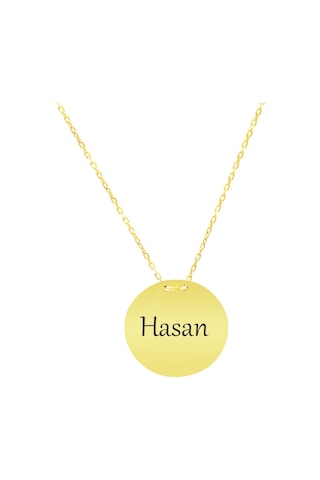Tesbihane Basic Model Gold Renk Kişiye Özel İsim/harf Yazılı 925 Ayar Gümüş Kadın Kolye