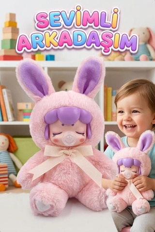 Nansi Figür Bebek - 17 Cm Peluş Kostümlü Emzikli Arkadaşım Kurdeleli Oyuncak Bebek
