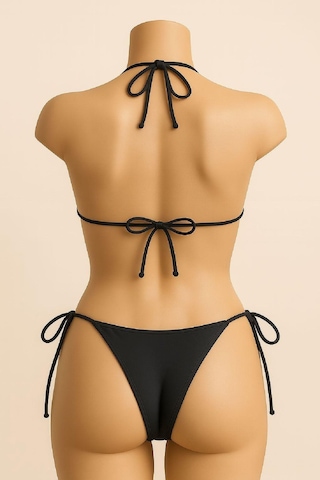 Modadua Kadın Siyah Yandan Ve Boyundan Bağlamalı Bikini Mayo Takımı