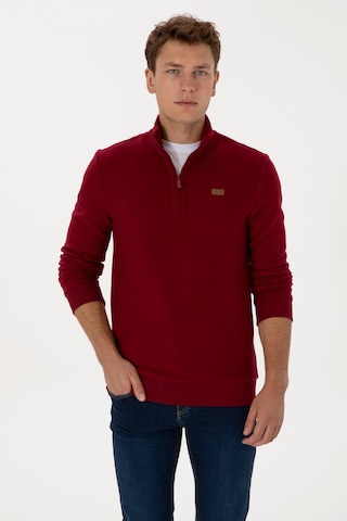 U.S. Polo Assn. Erkek Regular Fit Yarım Fermuarlı Bordo Basic Sweatshirt 50313802-VR014