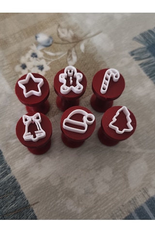 3d Baskı 6'lı Noel Temalı Tatlı Damgası Seti Kurabiye Mühürü Mutfak Aksesuarı çok renkli