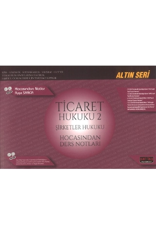 Ticaret Hukuku 2 Şirketler Hukuku Ayşe Sarıca