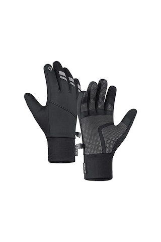 Vkemall Kışlık Dokunmatik Ekranlı Isı Verici Eldivenler - Siyah S Boy - Silikonlu Su Geçirmez Bisiklet Spor Çok Renkli